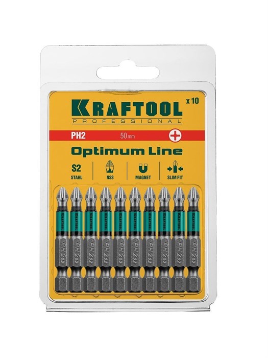 Биты KRAFTOOL Optimum Line PH2 50 мм, 10 шт. 2683 - фото 5869